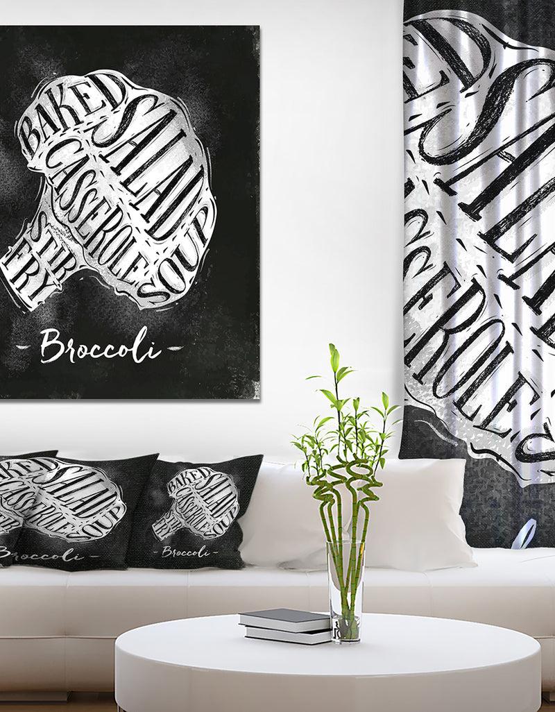 designq Broccoli cutting scheme chalk - Farmhouse Food Painting Print on Wrapped Canvas