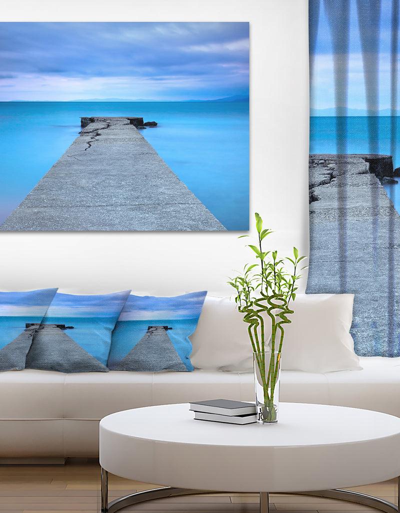 designq Broken Concrete Jetty - Seascape Photo Canvas Print