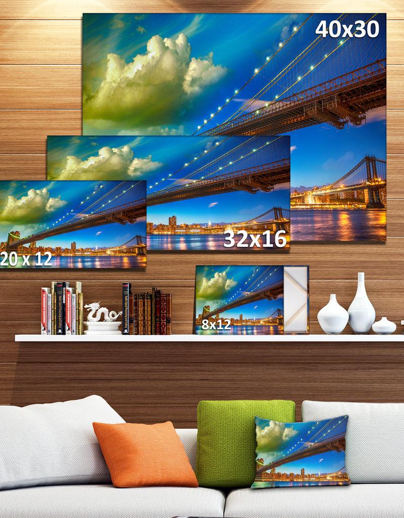 Designq Brooklyn Bridge With Cloud In Sky - Cityscape Photo Canvas Print