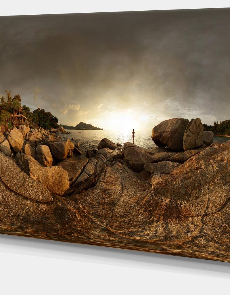 Designq Brown Rocky Forest Panorama - Landscape Wall Art Canvas Print
