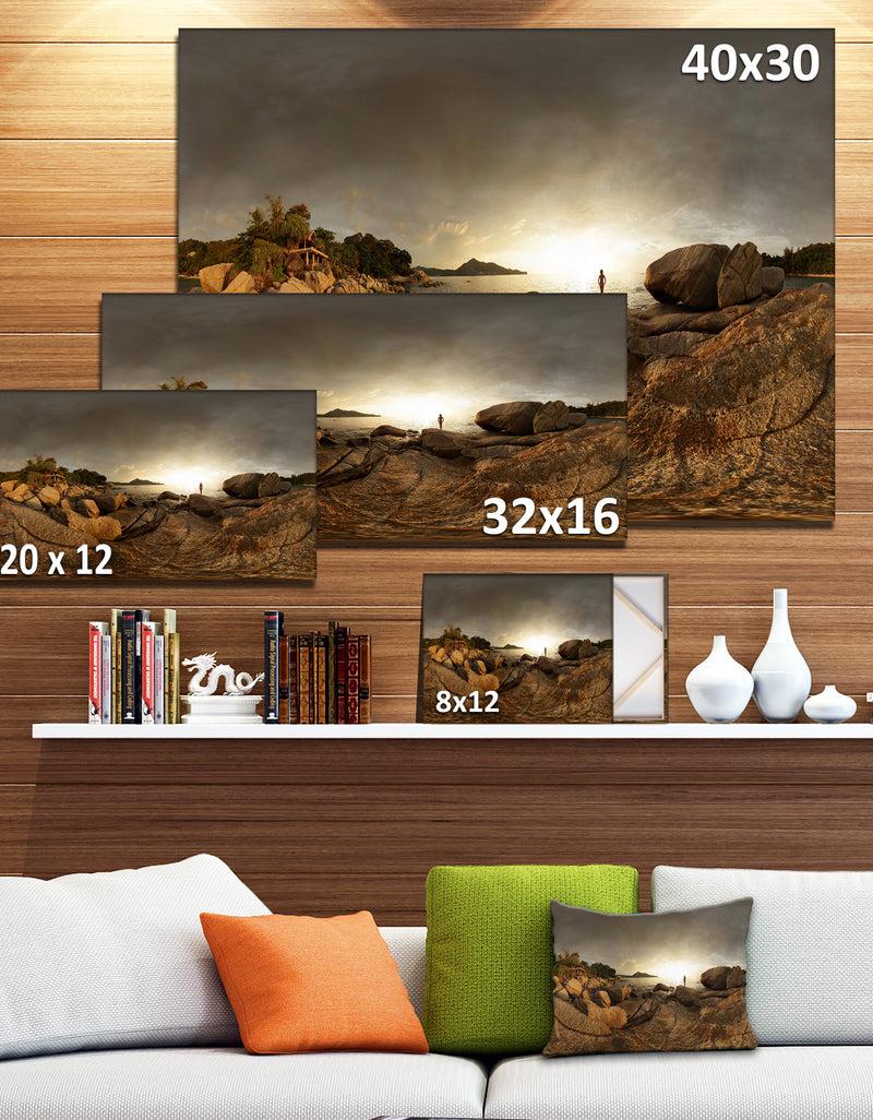 Designq Brown Rocky Forest Panorama - Landscape Wall Art Canvas Print