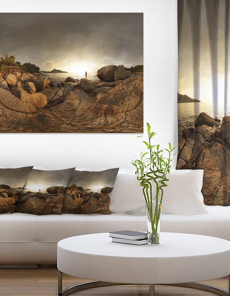 designq Brown Rocky Forest Panorama - Landscape Wall Art Canvas Print