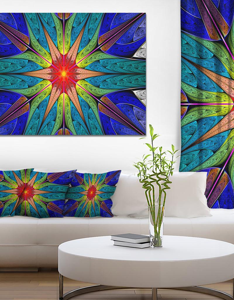 designq Budding Fractal Colorful Flower - Abstract Wall Art on Canvas