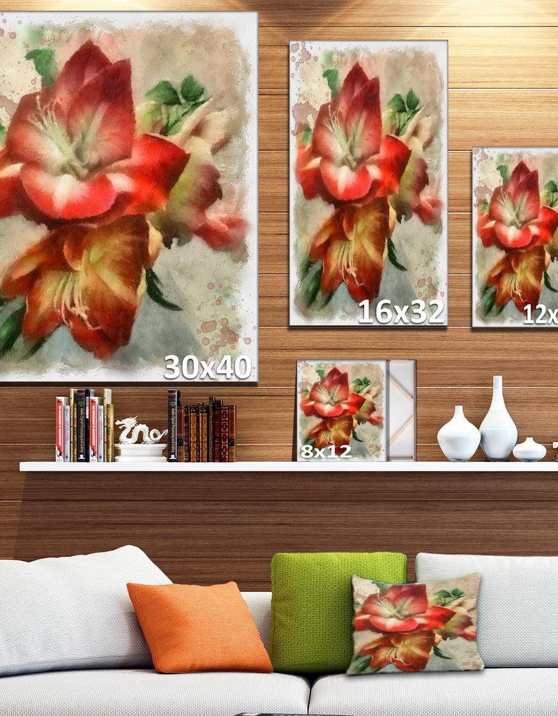 Designq Bunch Of Amaryllis Flowers Drawing - Floral Canvas Artwork Print