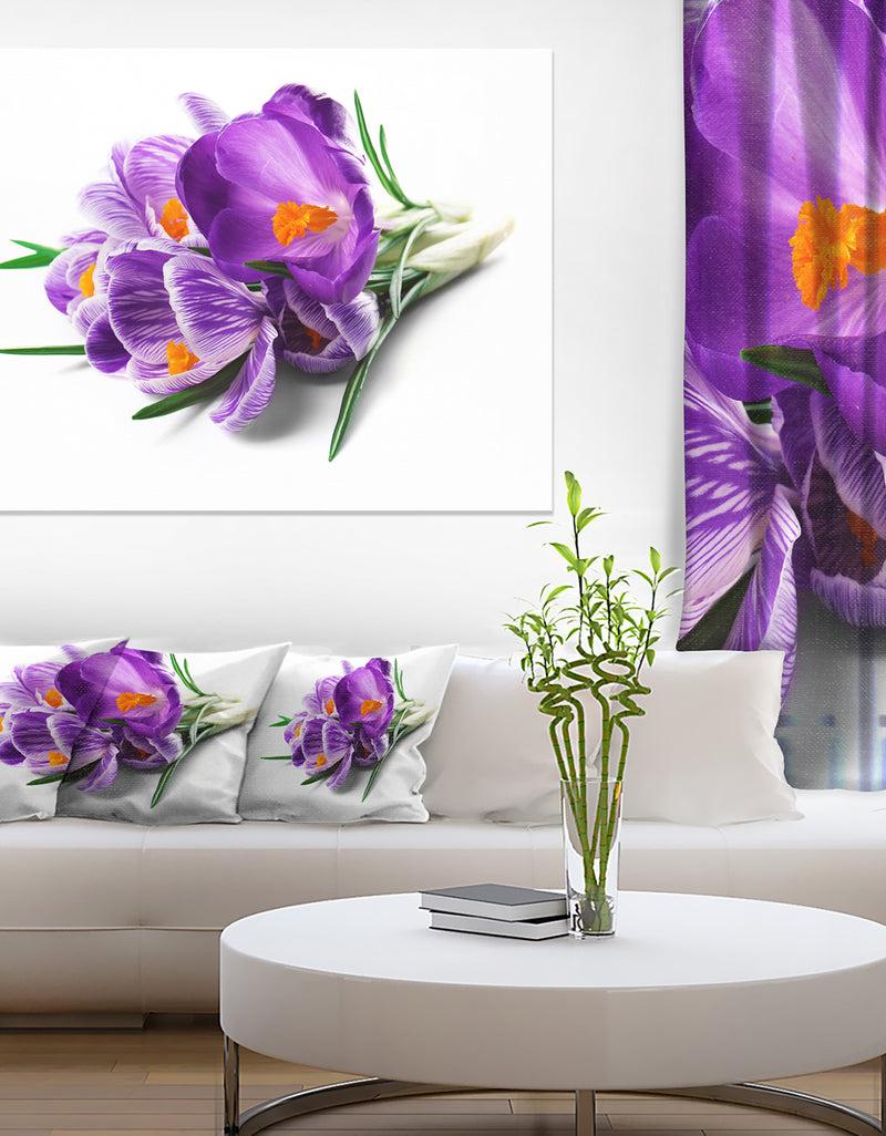designq Bunch of Blooming Crocus Flowers - Large Floral Wall Art Canvas