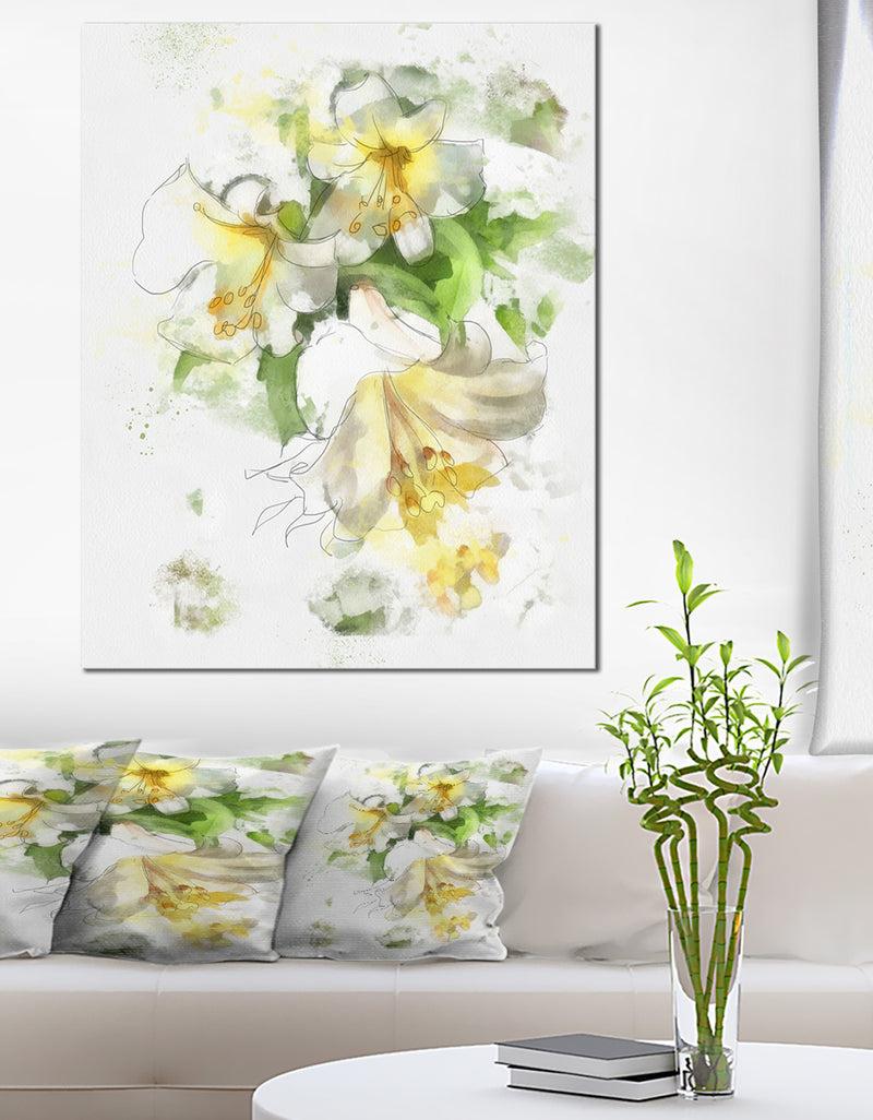 designq Bunch of Small Flowers Watercolor - Large Floral Canvas Artwork
