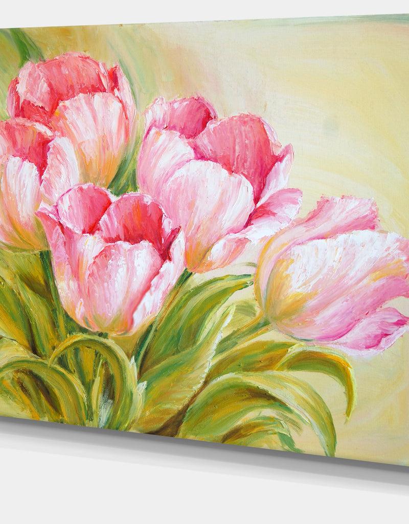 Designq Bunch Of Tulips Oil Painting - Floral Canvas Print