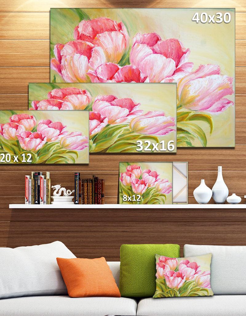 Designq Bunch Of Tulips Oil Painting - Floral Canvas Print