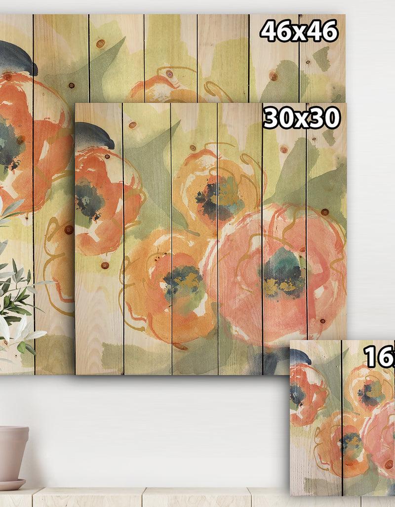Designq Buttercup I - Traditional Print On Natural Pine Wood
