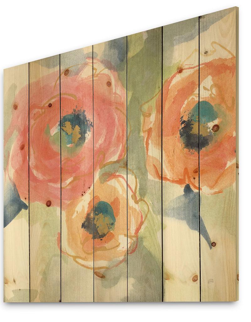 Designq Buttercup II - Traditional Print On Natural Pine Wood