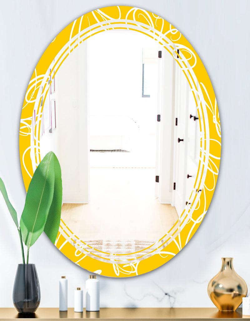Designq Butterflies Hand Drawn Color Pattern - Modern Round Or Oval Wall Mirror - Triple C