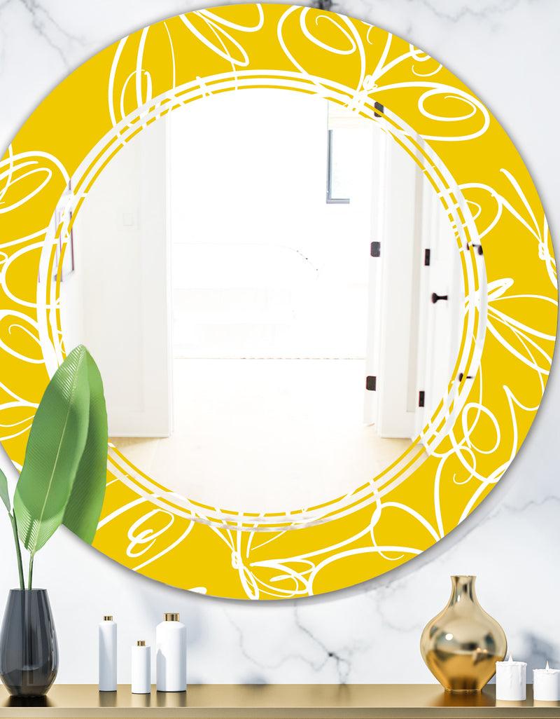 designq Butterflies hand drawn color pattern - Modern Round or Oval Wall Mirror - Triple C
