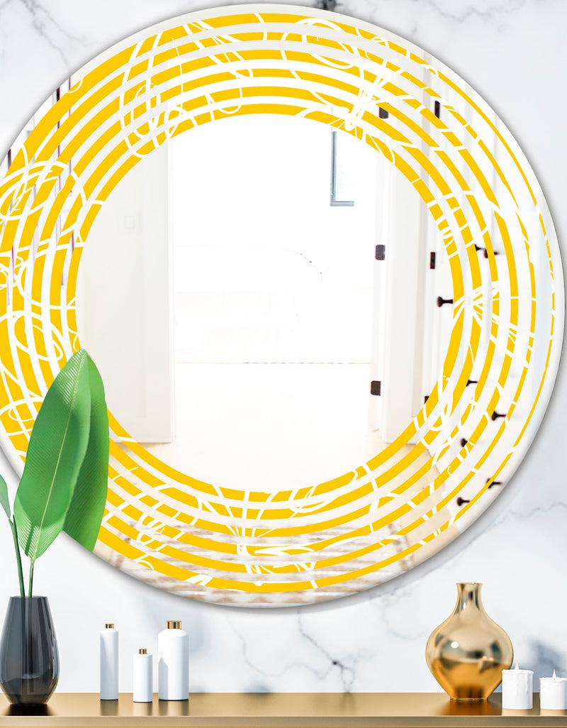 designq Butterflies hand drawn color pattern - Modern Round or Oval Wall Mirror - Wave
