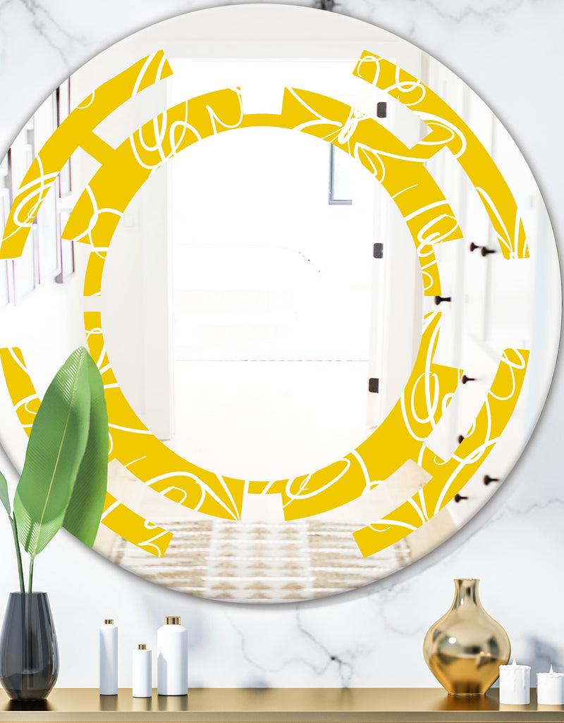designq Butterflies hand drawn color pattern - Modern Round or Oval Wall Mirror - Space