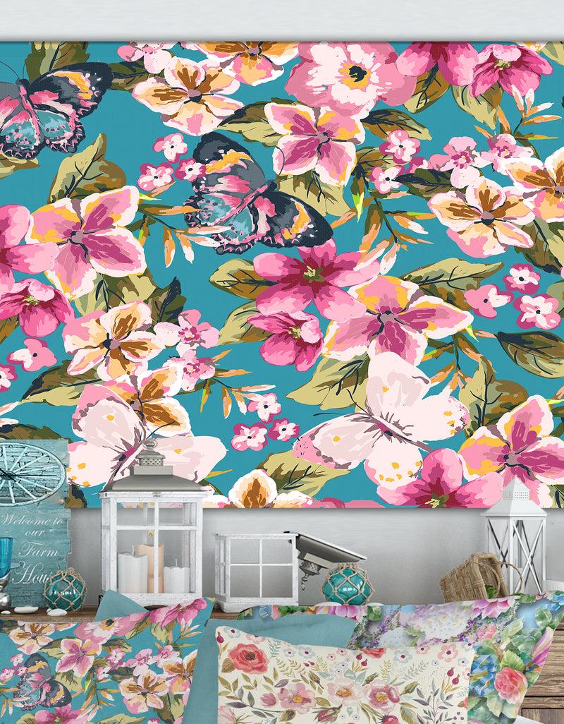 designq Butterfly with floral pattern - Cottage Canvas Wall Art designq Butterfly with floral pattern - Cottage Canvas Wall Art