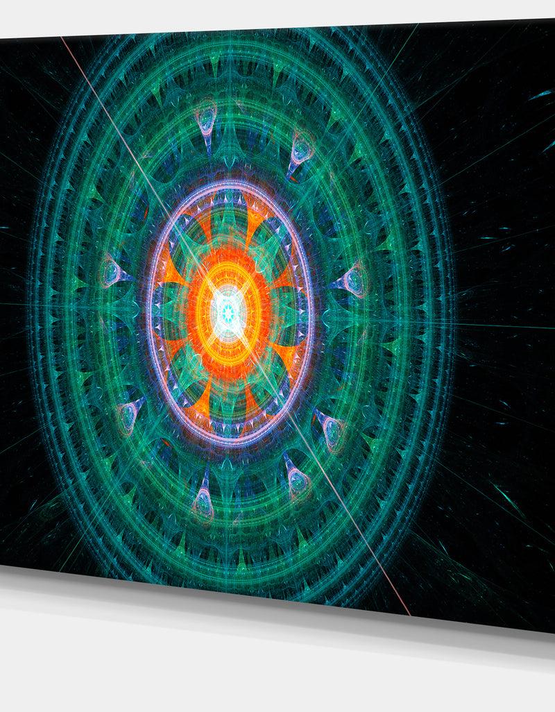 Designq Cabalistic Turquoise Fractal Sphere - Extra Large Abstract Canvas Art Print
