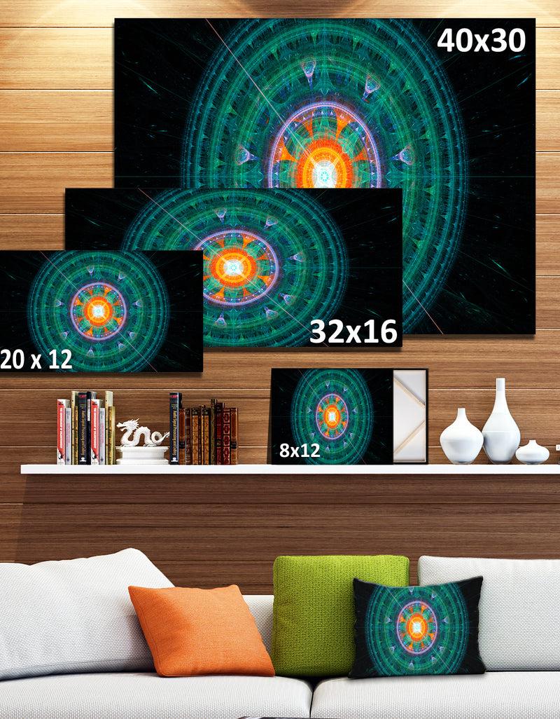 Designq Cabalistic Turquoise Fractal Sphere - Extra Large Abstract Canvas Art Print