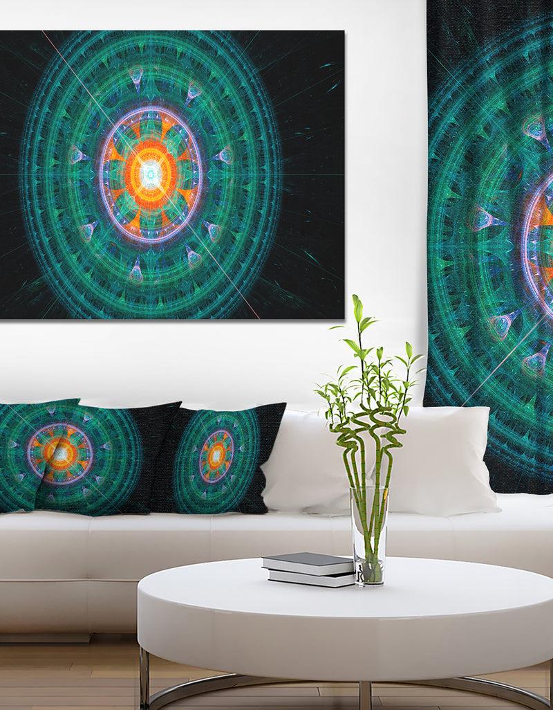 designq Cabalistic Turquoise Fractal Sphere - Extra Large Abstract Canvas Art Print