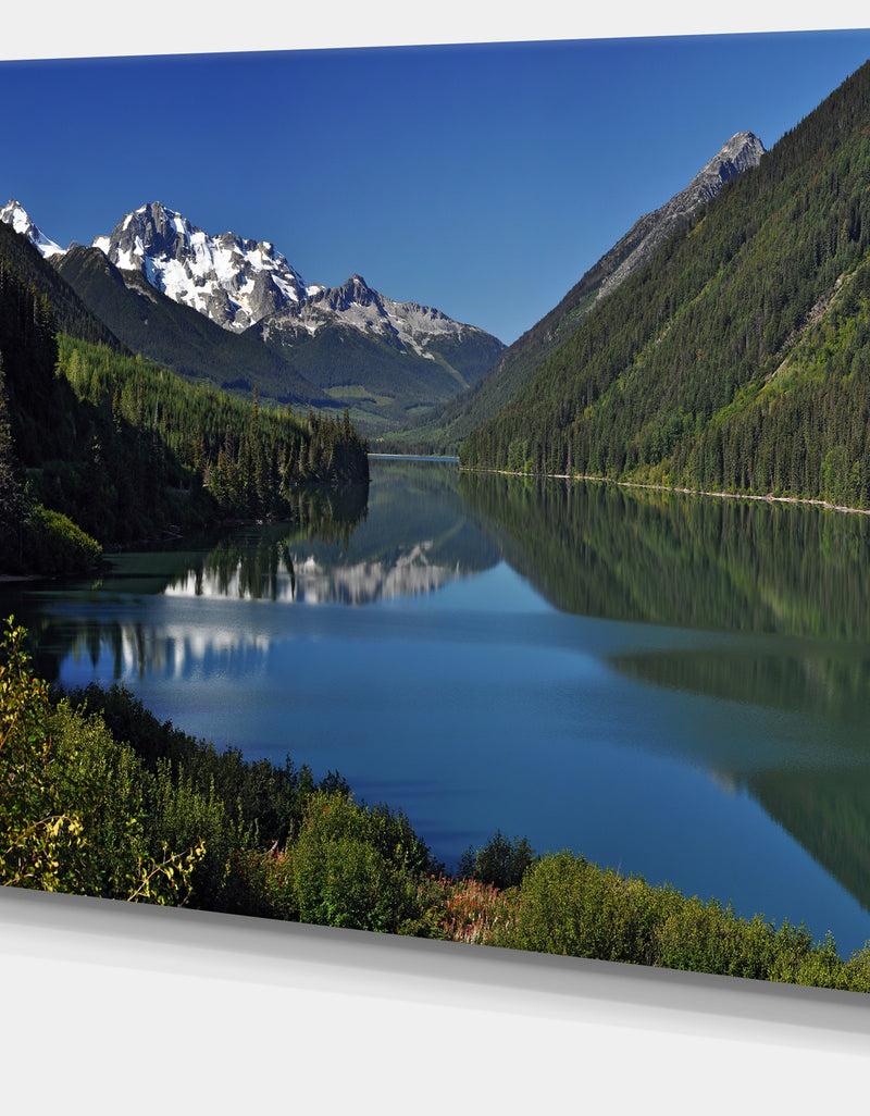 Designq Calm Clear Lake With Mountains - Extra Large Landscape Art Canvas