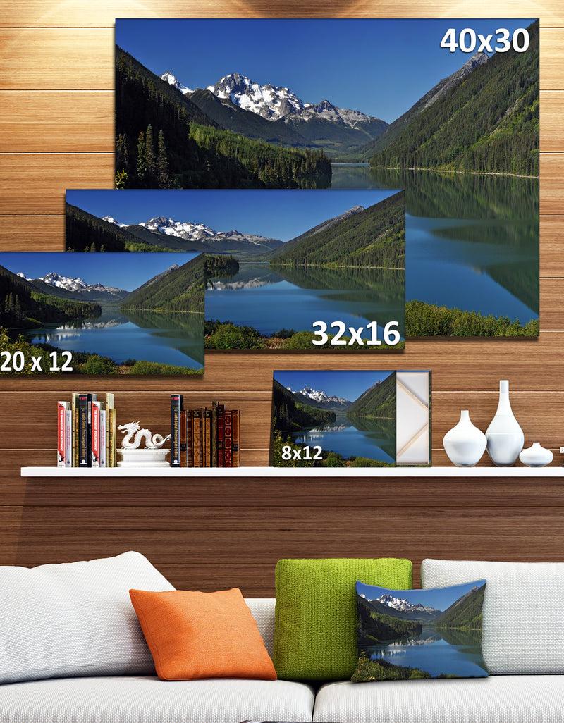 Designq Calm Clear Lake With Mountains - Extra Large Landscape Art Canvas