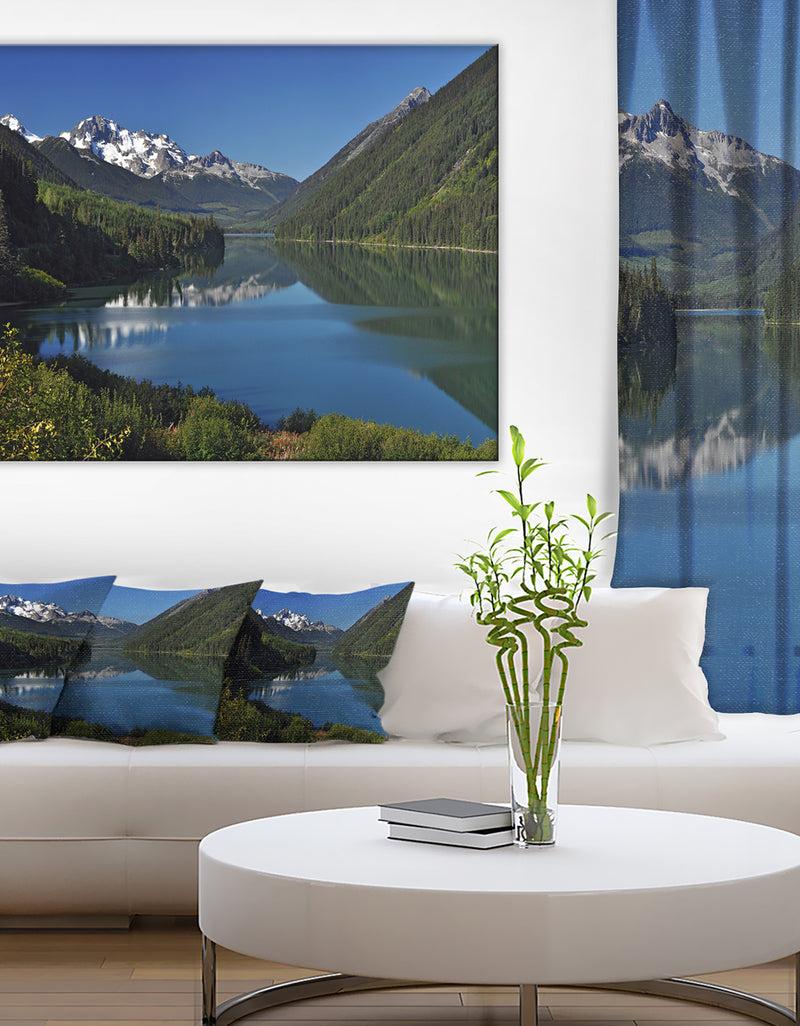 designq Calm Clear Lake with Mountains - Extra Large Landscape Art Canvas