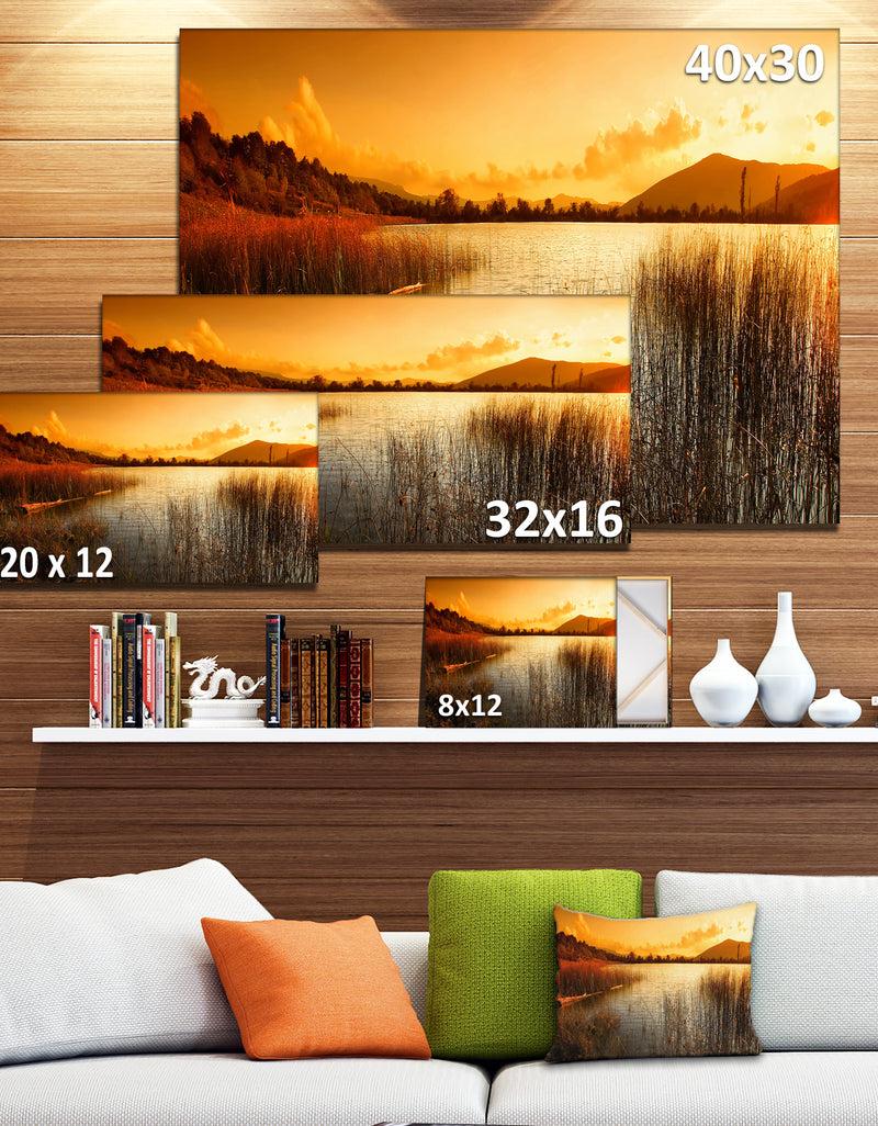 Designq Calm Evening With Lake And Mountains - Landscape Artwork Canvas
