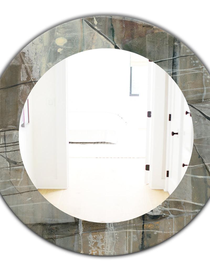 Designq Carbon Loft 'Silver And Beige Abstract Waterpainting - Modern Mirror
