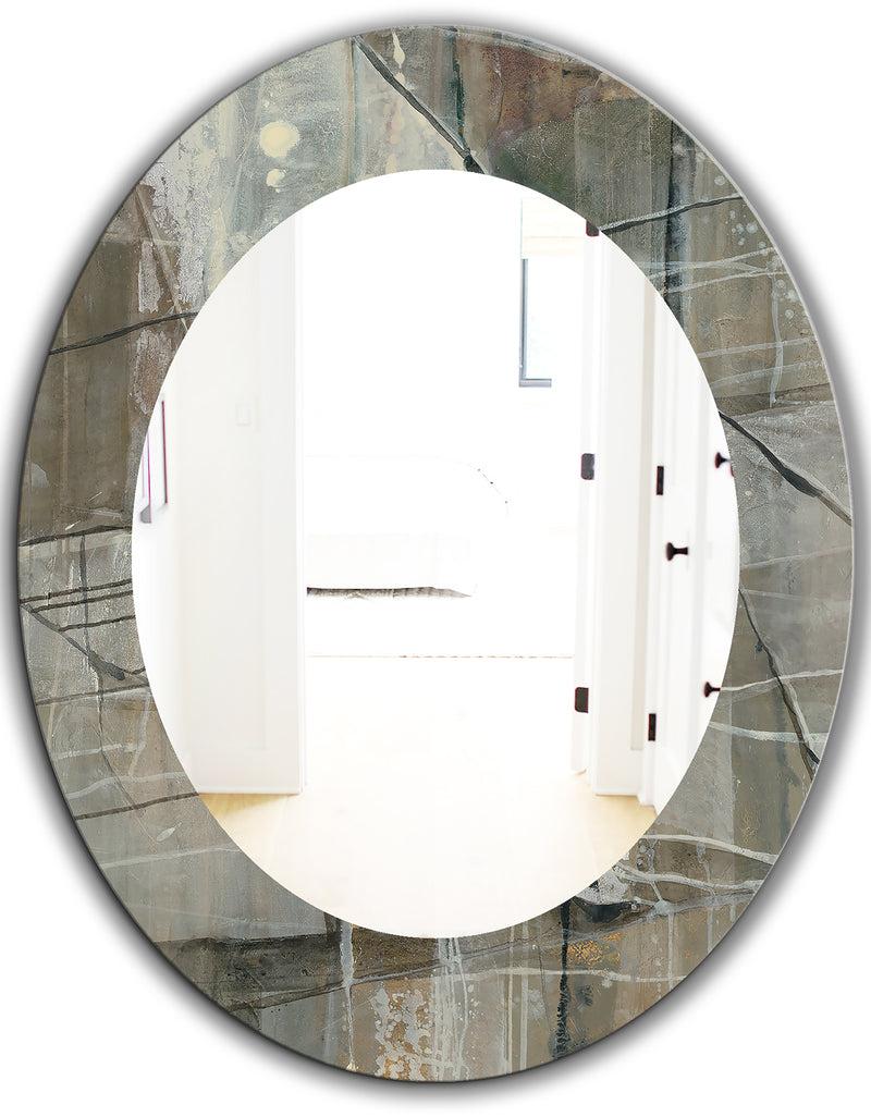 Designq Carbon Loft 'Silver And Beige Abstract Waterpainting - Modern Mirror