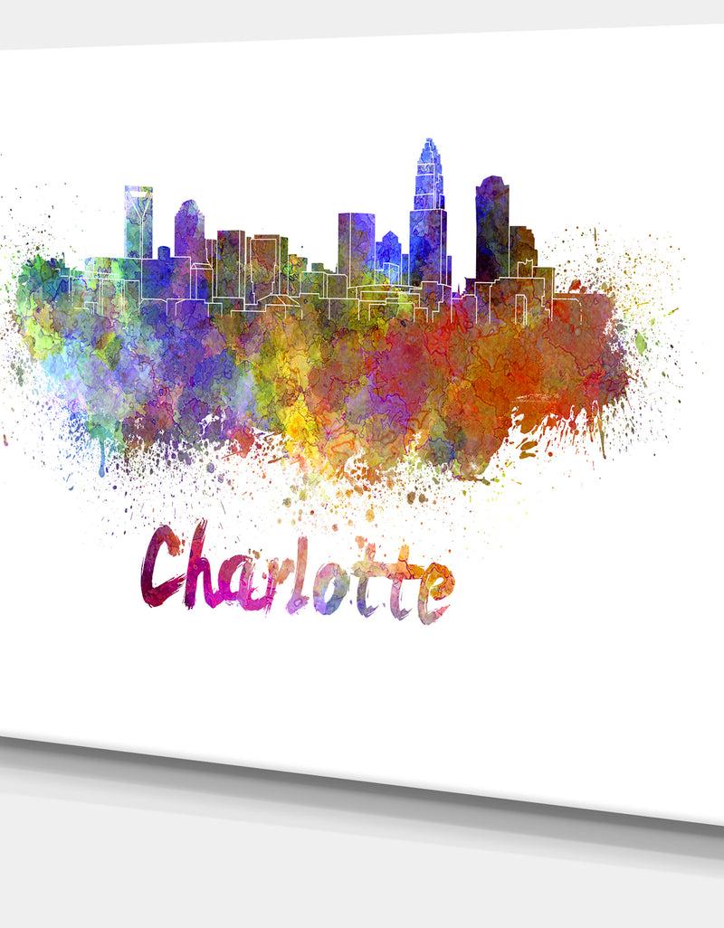Designq Charlotte Skyline - Cityscape Canvas Artwork Print