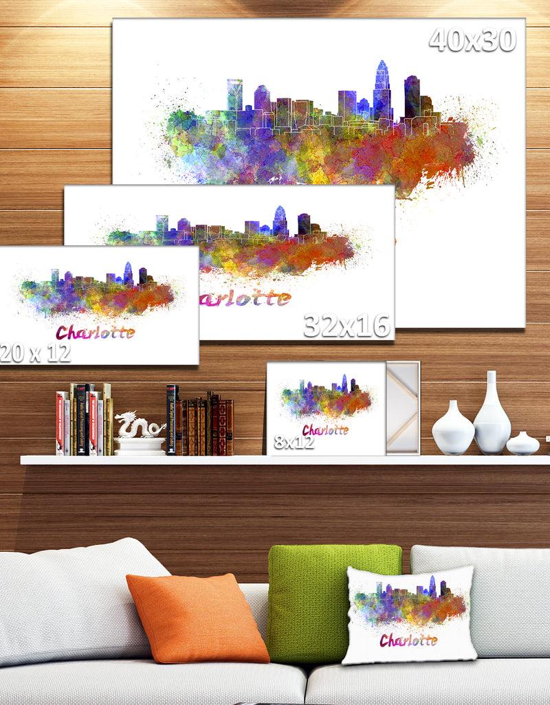 Designq Charlotte Skyline - Cityscape Canvas Artwork Print