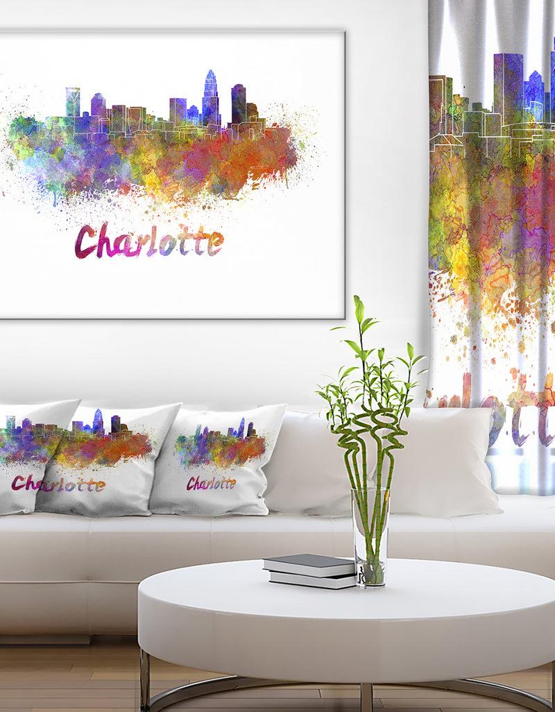 designq Charlotte Skyline - Cityscape Canvas Artwork Print