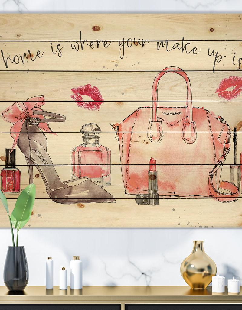 designq Chic Accents I - Fashion Print on Natural Pine Wood