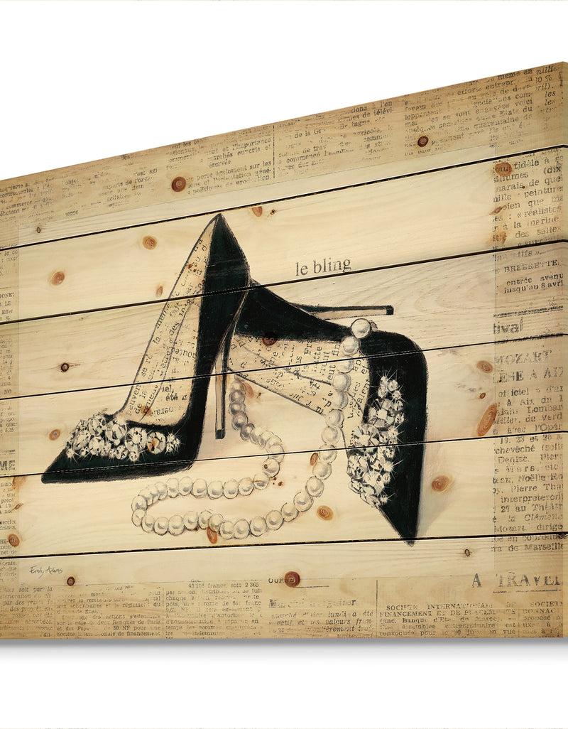 Designq Chic Galm Closet I - Fashion Print On Natural Pine Wood