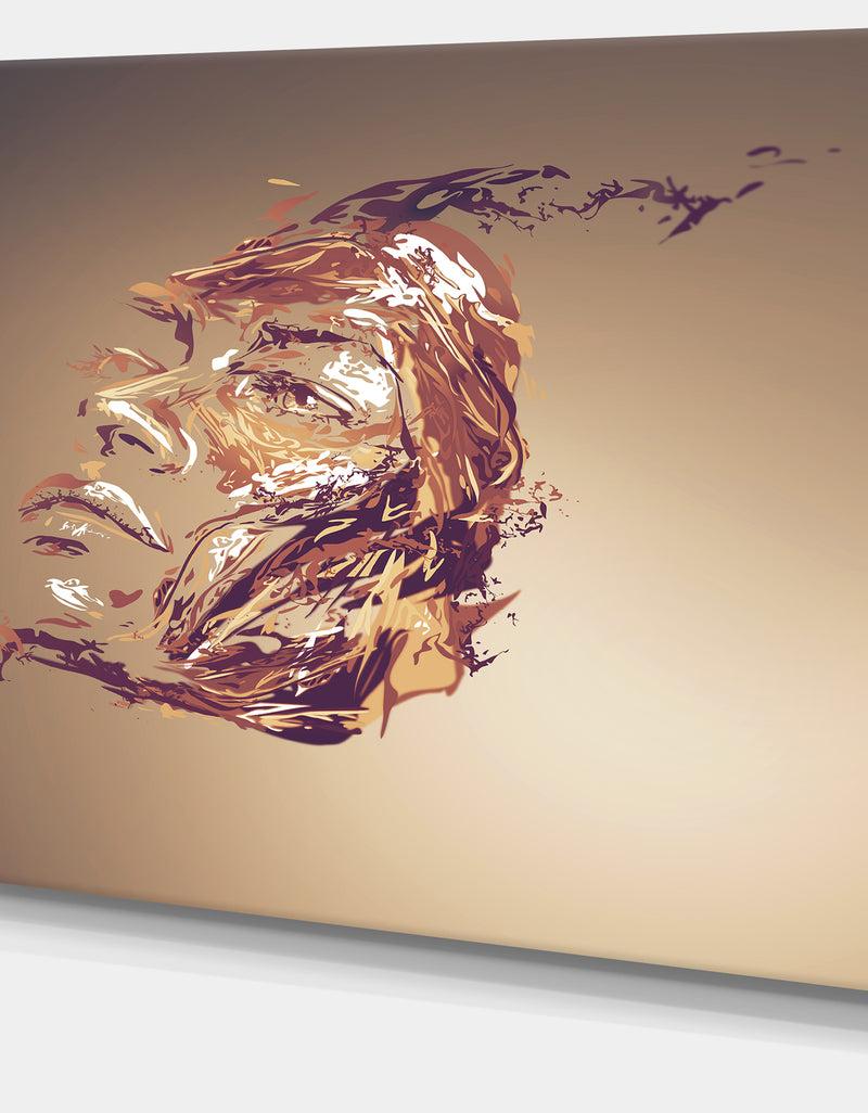 Designq Chocolate Portrait Of Woman - Abstract Portrait Canvas Print