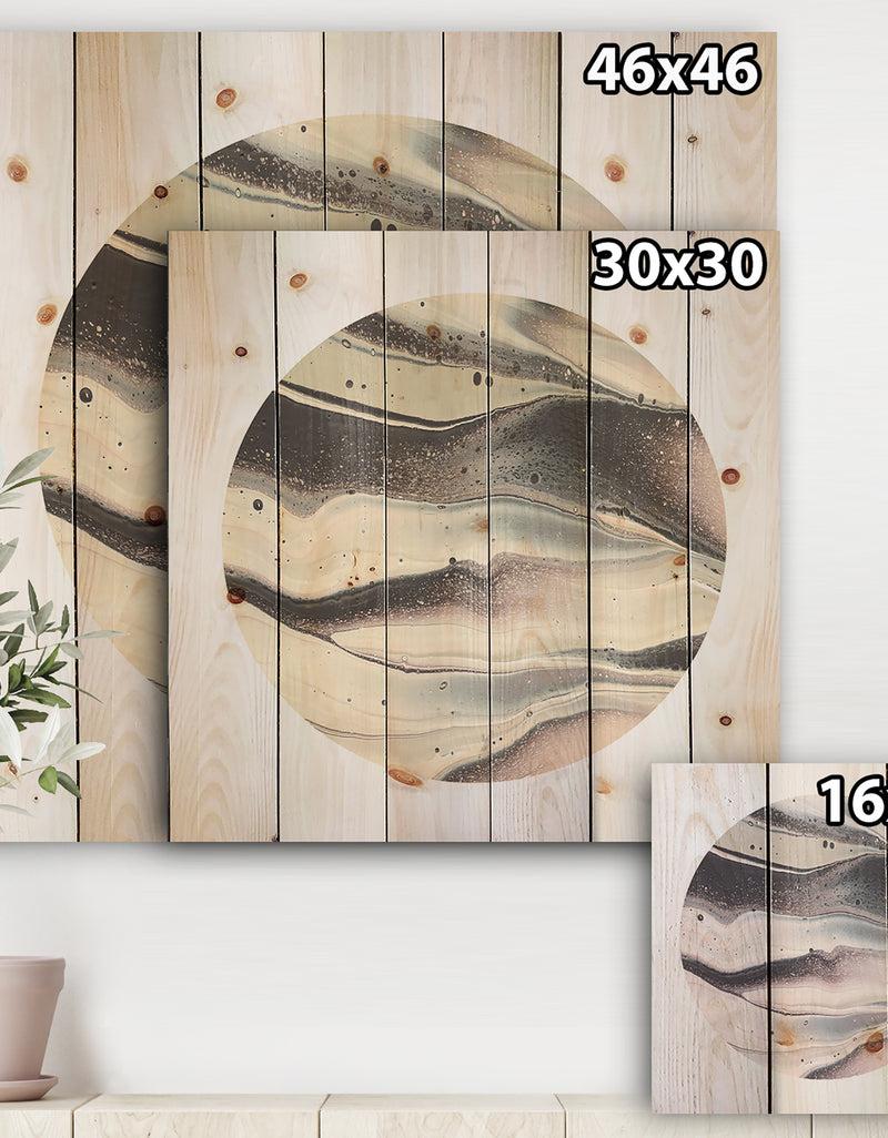 Designq Circle Marble II - Modern Geometric Print On Natural Pine Wood