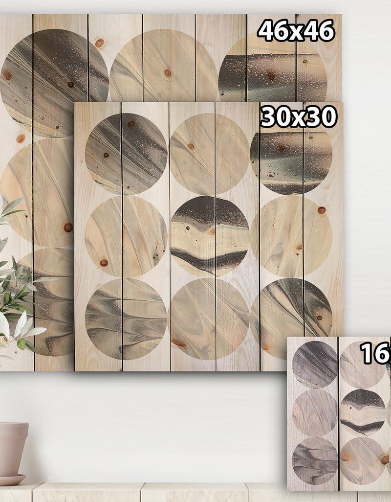 Designq Circle Marble III - Modern Geometric Print On Natural Pine Wood