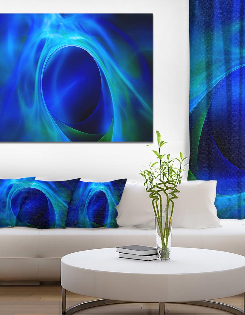 designq Circled Blue Psychedelic Texture - Extra Large Abstract Art on Canvas