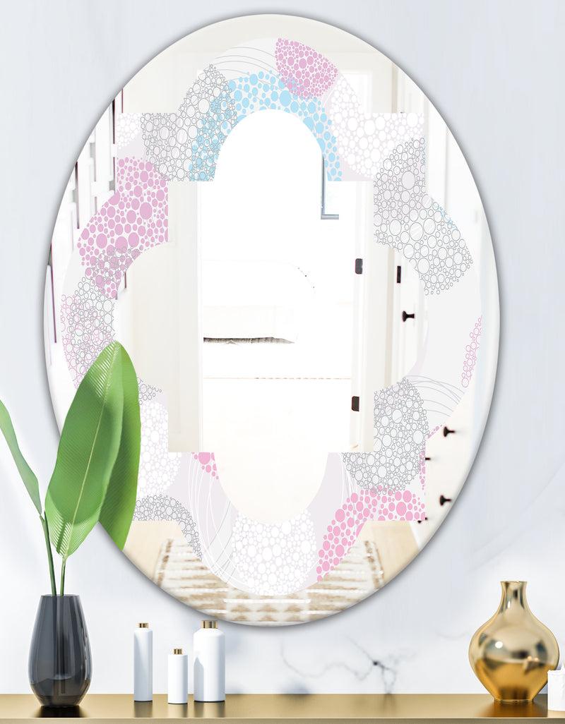 Designq Circular Abstract Retro Geometric III - Modern Round Or Oval Wall Mirror - Quatrefoil