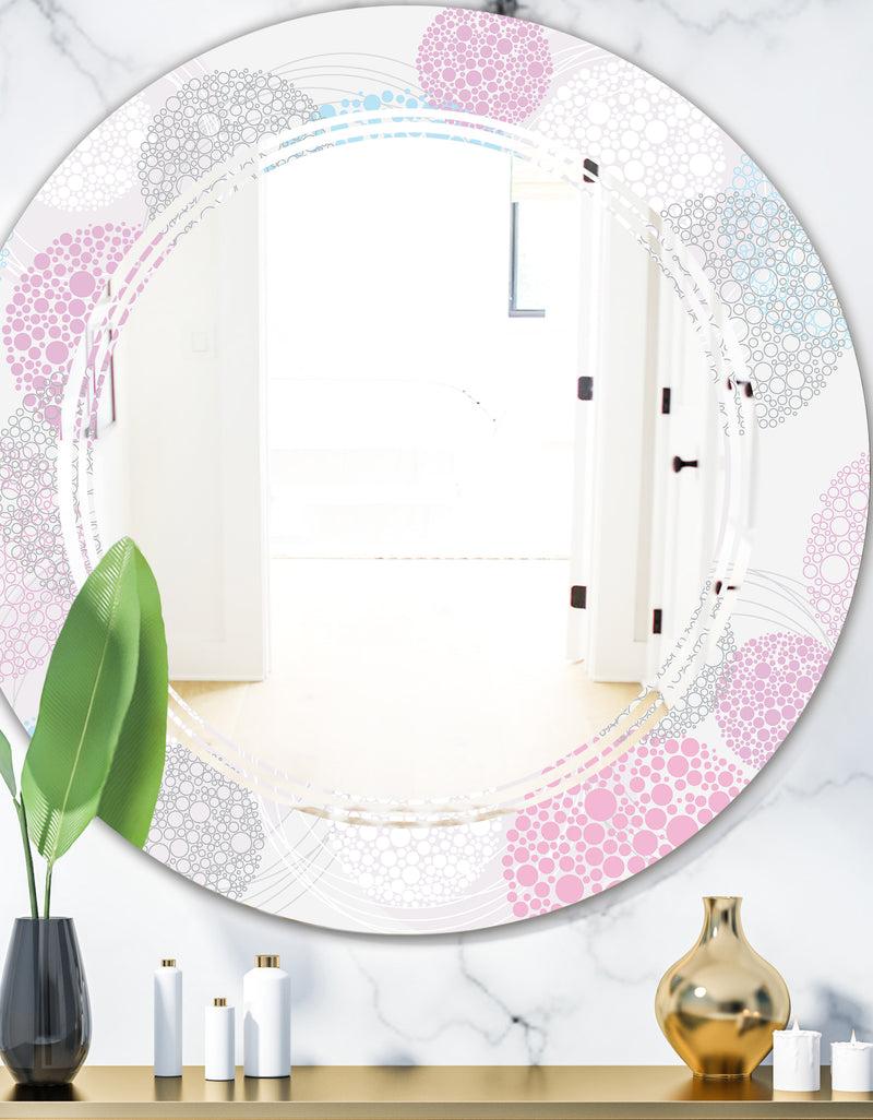 designq Circular Abstract Retro Geometric III - Modern Round or Oval Wall Mirror - Triple C