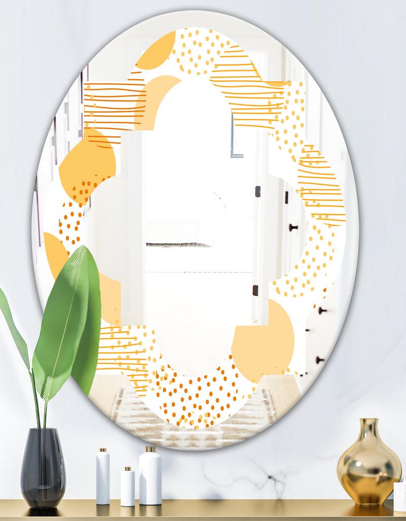 Designq Circular Abstract Retro Geometric IX - Modern Round Or Oval Wall Mirror - Quatrefoil