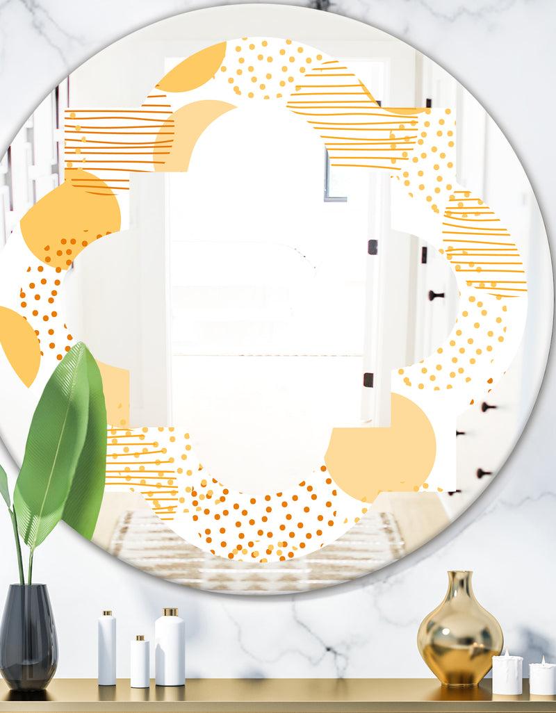 designq Circular Abstract Retro Geometric IX - Modern Round or Oval Wall Mirror - Quatrefoil