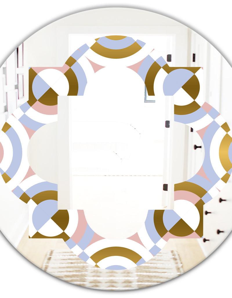 Designq Circular Geometric Shapes Pattern - Modern Round Or Oval Wall Mirror - Quatrefoil