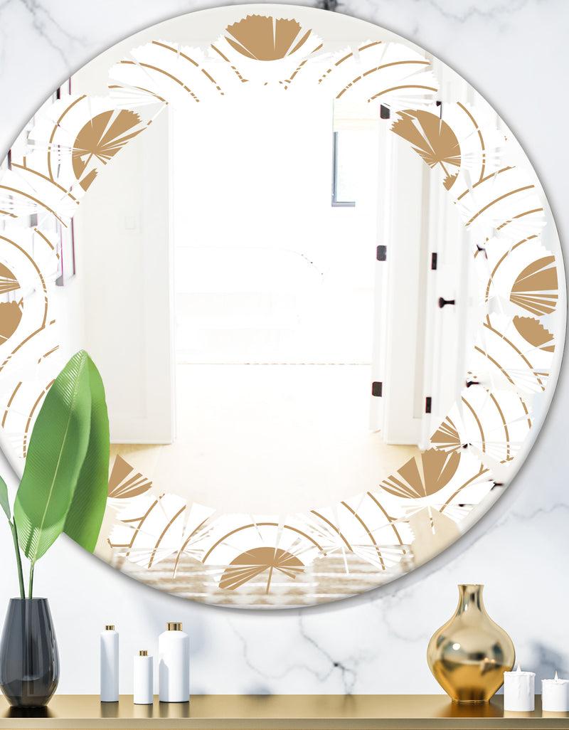 designq Circular Retro Design - Modern Round or Oval Wall Mirror - Leaves