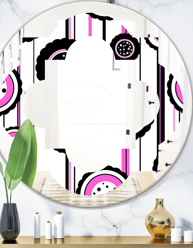 designq Circular Retro Pattern I - Modern Round or Oval Wall Mirror - Quatrefoil