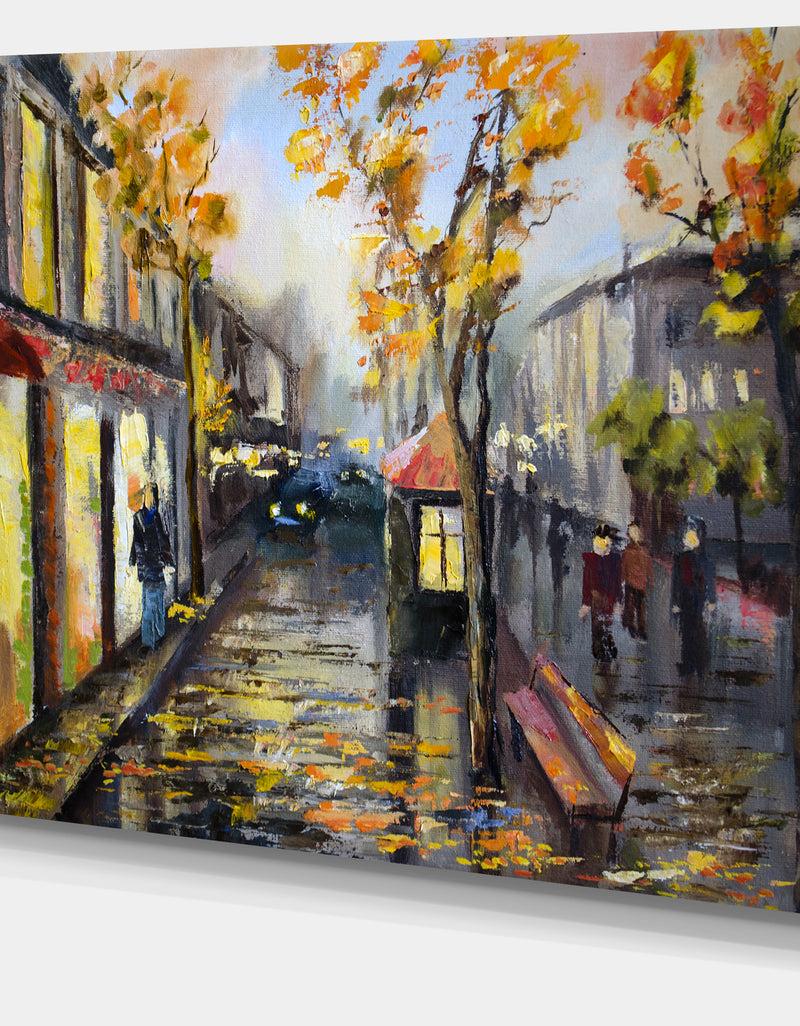 Designq City In Yellow Shade - Modern Cityscape Canvas Art Print