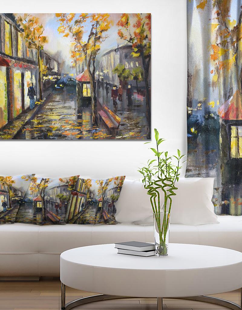designq City in Yellow Shade - Modern Cityscape Canvas Art Print