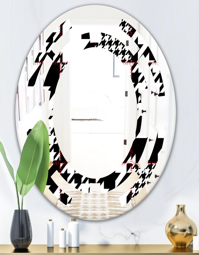 Designq Classic Houndstooth Pattern - Modern Round Or Oval Wall Mirror - Space