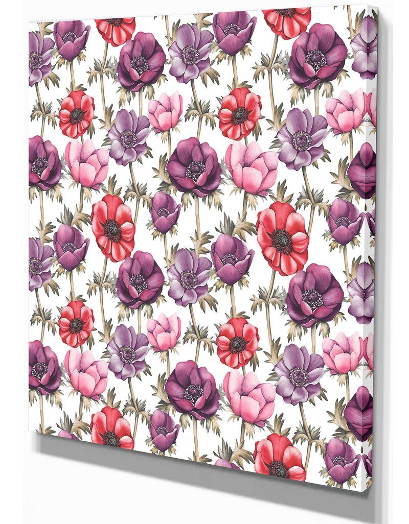 Designq Colorful Abstract Floral Pattern - Floral Painting Print On Wrapped Canvas