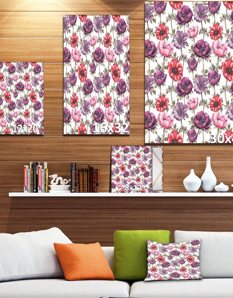 Designq Colorful Abstract Floral Pattern - Floral Painting Print On Wrapped Canvas