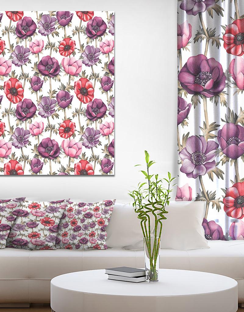 designq Colorful Abstract Floral Pattern - Floral Painting Print on Wrapped Canvas